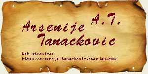 Arsenije Tanacković vizit kartica